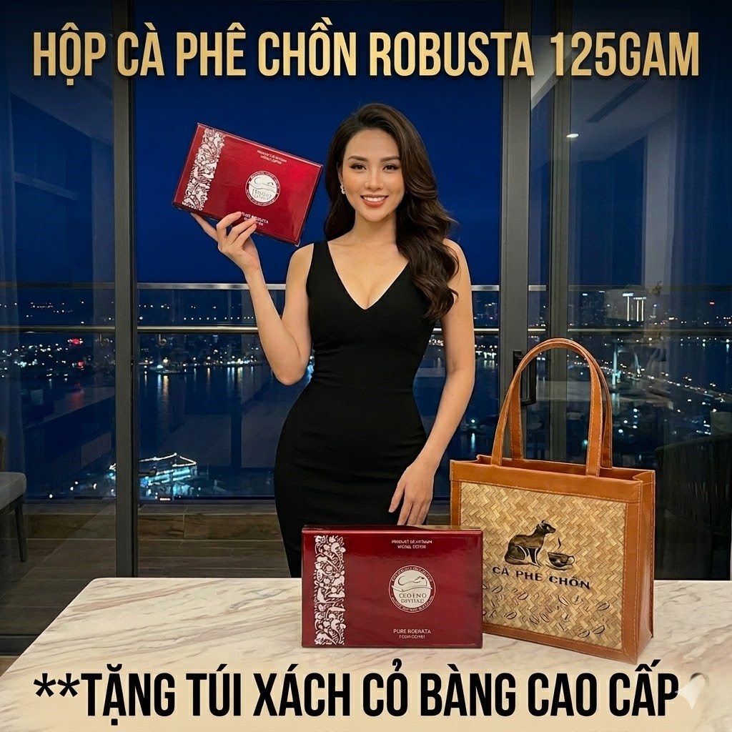 Hộp Cà phê Chồn Robusta 125gram( Tặng Túi Đựng Cao Cấp)